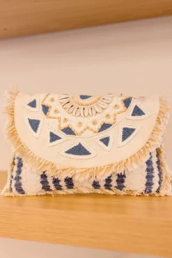 Abbott Beaded Fringe Clutch Ivory