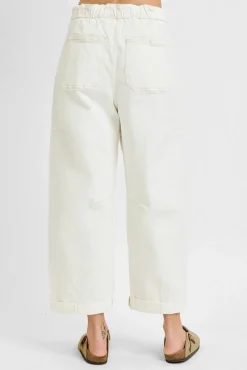 Ada High Rise Crop Wide Barrel Cargo Pants Cream