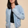 Addy Long Sleeve Bomber Jacket Blue