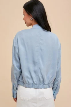 Addy Long Sleeve Bomber Jacket Blue