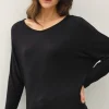 Alicia Batwing Long Sleeve Top Black