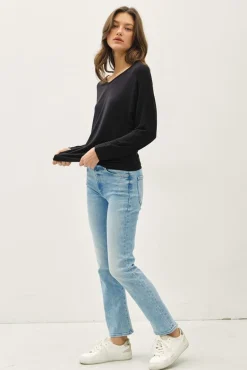 Alicia Batwing Long Sleeve Top Black