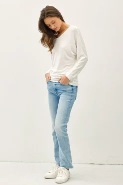 Alicia Batwing Long Sleeve Top White