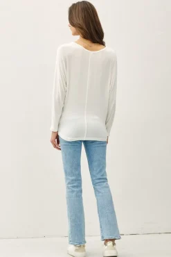 Alicia Batwing Long Sleeve Top White