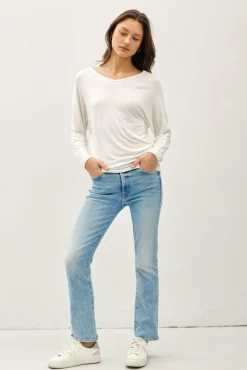 Alicia Batwing Long Sleeve Top White