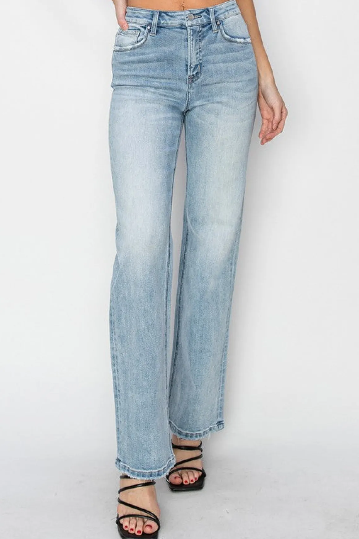 Amber High Rise Straight Leg Jeans Light Wash
