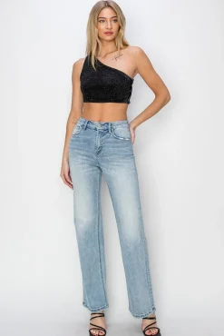 Amber High Rise Straight Leg Jeans Light Wash