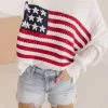 American Flag Print Sweater Top White