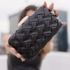 Amy Faux Leather Woven Crossbody Clutch Black