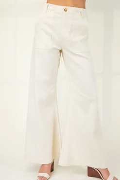 Andrea High Waist Flared Leg Pants Ivory