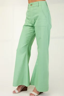 Andrea High Waist Flared Leg Pants Mint