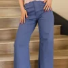 Andrea High Waist Flared Leg Pants Navy