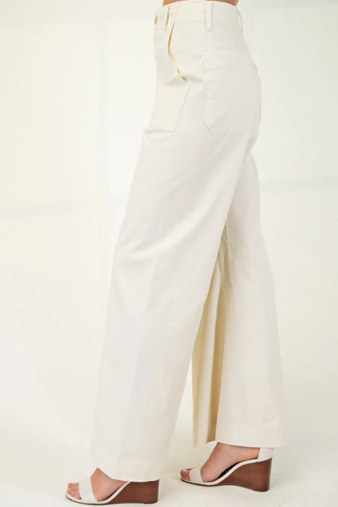 Andrea High Waist Flared Leg Pants Ivory