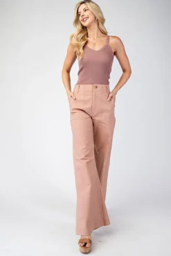 Andrea High Waist Flared Leg Pants Blush