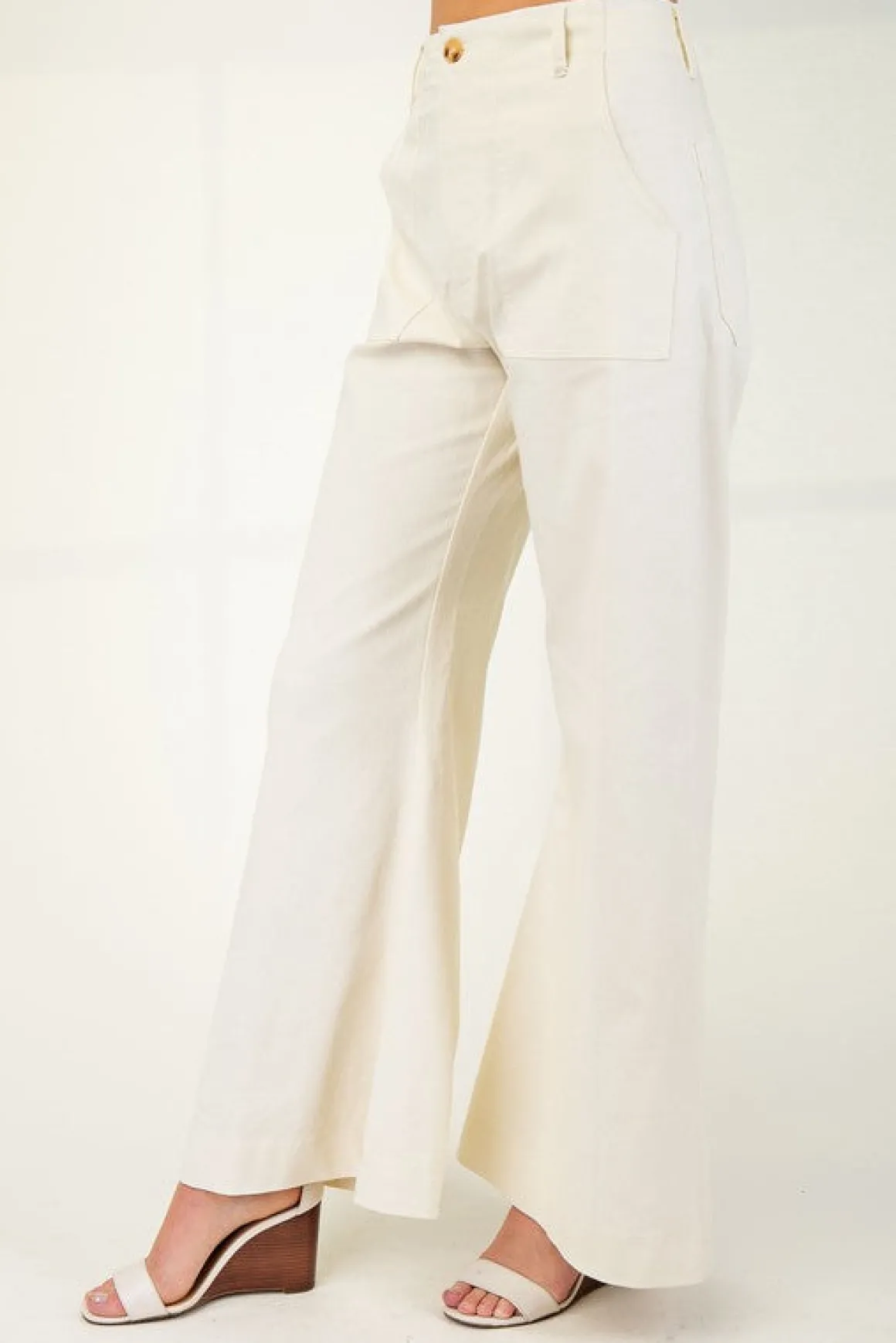 Andrea High Waist Flared Leg Pants Ivory
