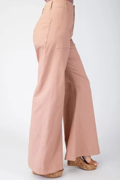 Andrea High Waist Flared Leg Pants Blush