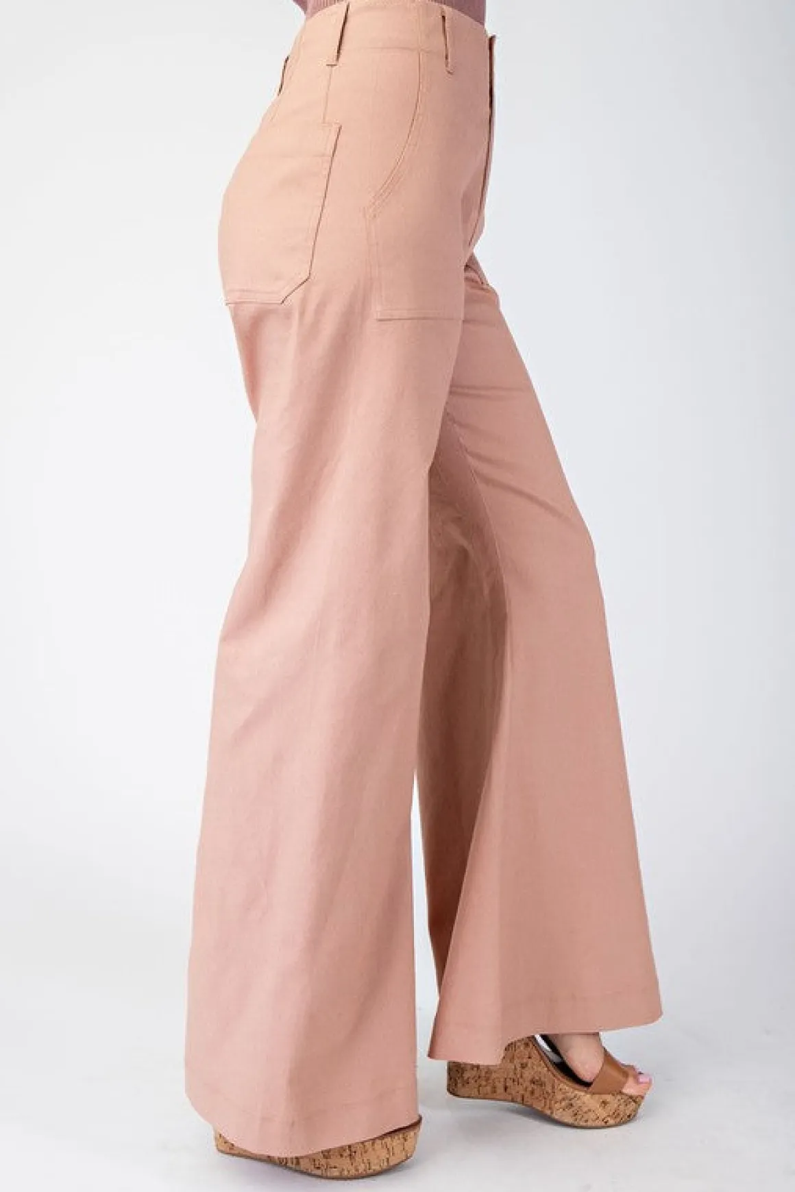 Andrea High Waist Flared Leg Pants Blush