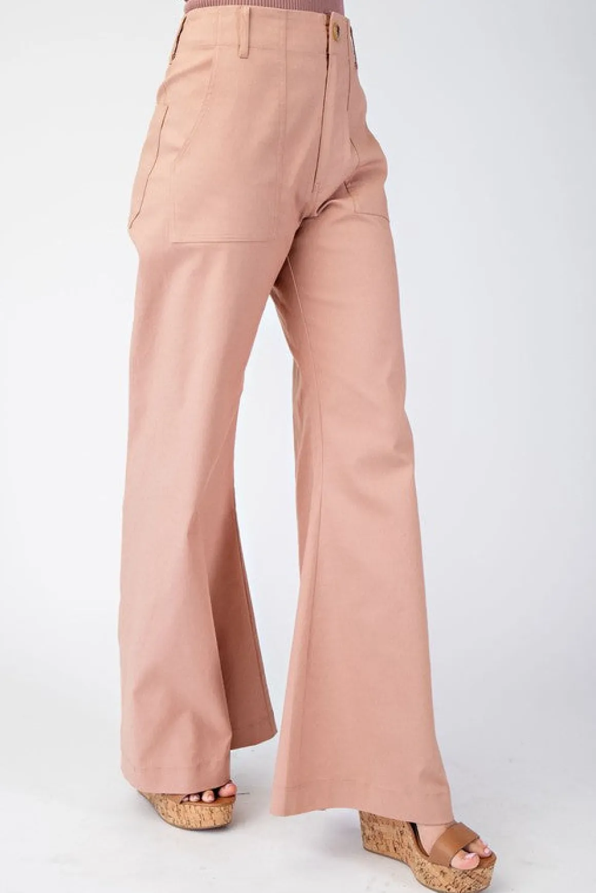 Andrea High Waist Flared Leg Pants Blush