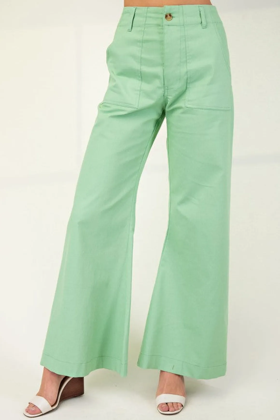 Andrea High Waist Flared Leg Pants Mint
