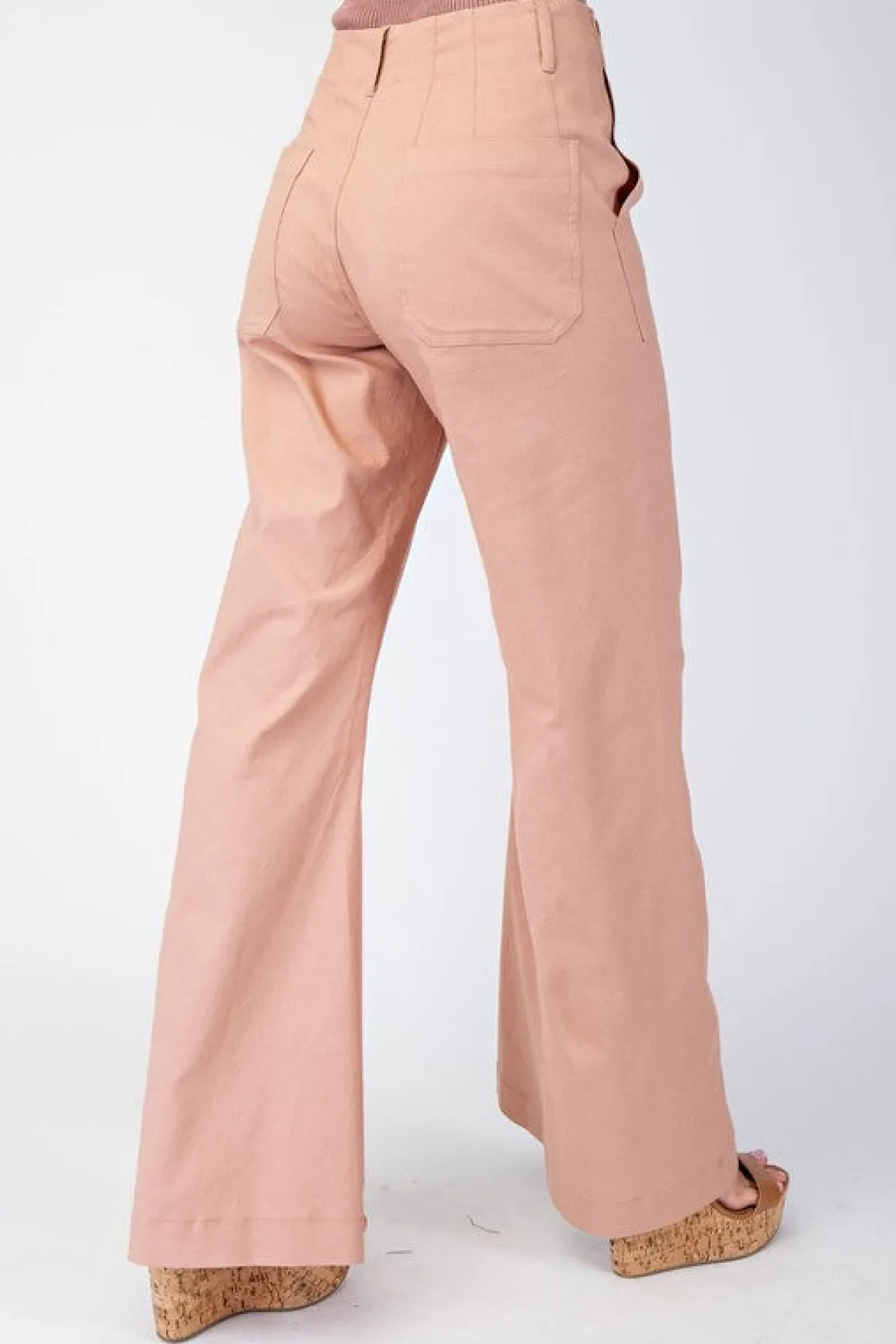 Andrea High Waist Flared Leg Pants Blush