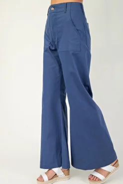 Andrea High Waist Flared Leg Pants Navy