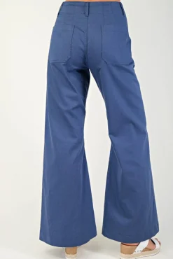 Andrea High Waist Flared Leg Pants Navy