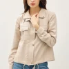 Angela Long Sleeve Drawstring Utility Jacket Taupe Beige