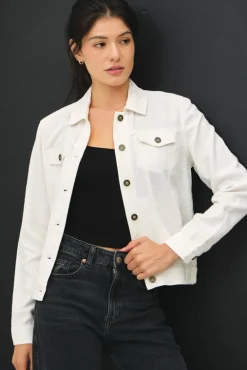 Anna Long Sleeve Linen Blend Jacket White