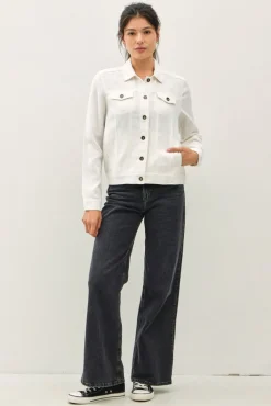 Anna Long Sleeve Linen Blend Jacket White