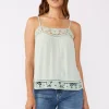 Anne Sleeveless Floral Lace Trim Top Mint