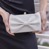 Aria Satin Bow Crossbody Clutch Ivory