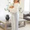 Ariana High Rise Cuffed Wide Leg Jeans Light Wash