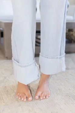 Ariana High Rise Cuffed Wide Leg Jeans Light Wash