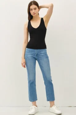 Ashton Sleeveless V Neck Double Lined Top Black
