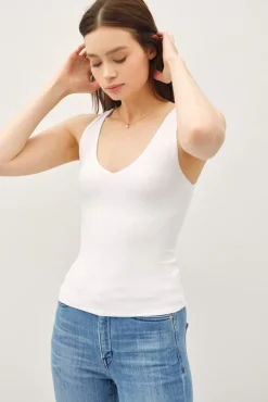 Ashton Sleeveless V Neck Double Lined Top White