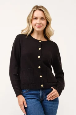 Astrid Long Sleeve Button Down Cardigan Black