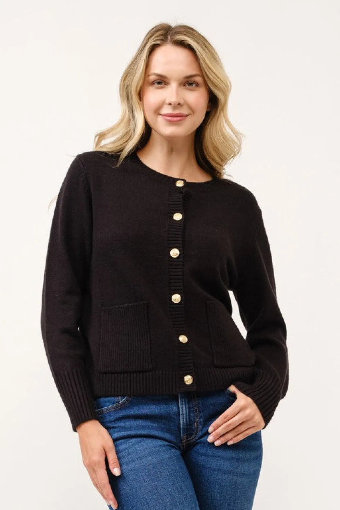 Astrid Long Sleeve Button Down Cardigan Black