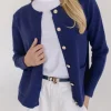 Astrid Long Sleeve Button Down Cardigan Navy