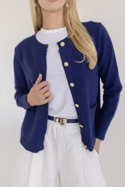 Astrid Long Sleeve Button Down Cardigan Navy