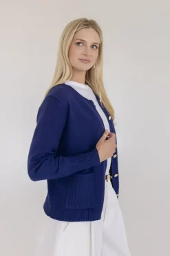 Astrid Long Sleeve Button Down Cardigan Navy