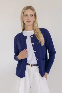 Astrid Long Sleeve Button Down Cardigan Navy