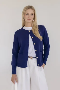 Astrid Long Sleeve Button Down Cardigan Navy