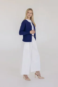 Astrid Long Sleeve Button Down Cardigan Navy