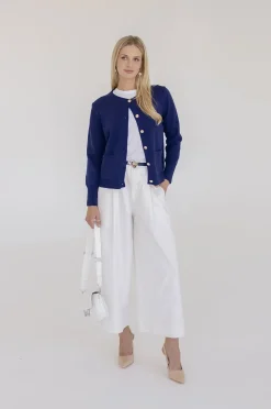 Astrid Long Sleeve Button Down Cardigan Navy