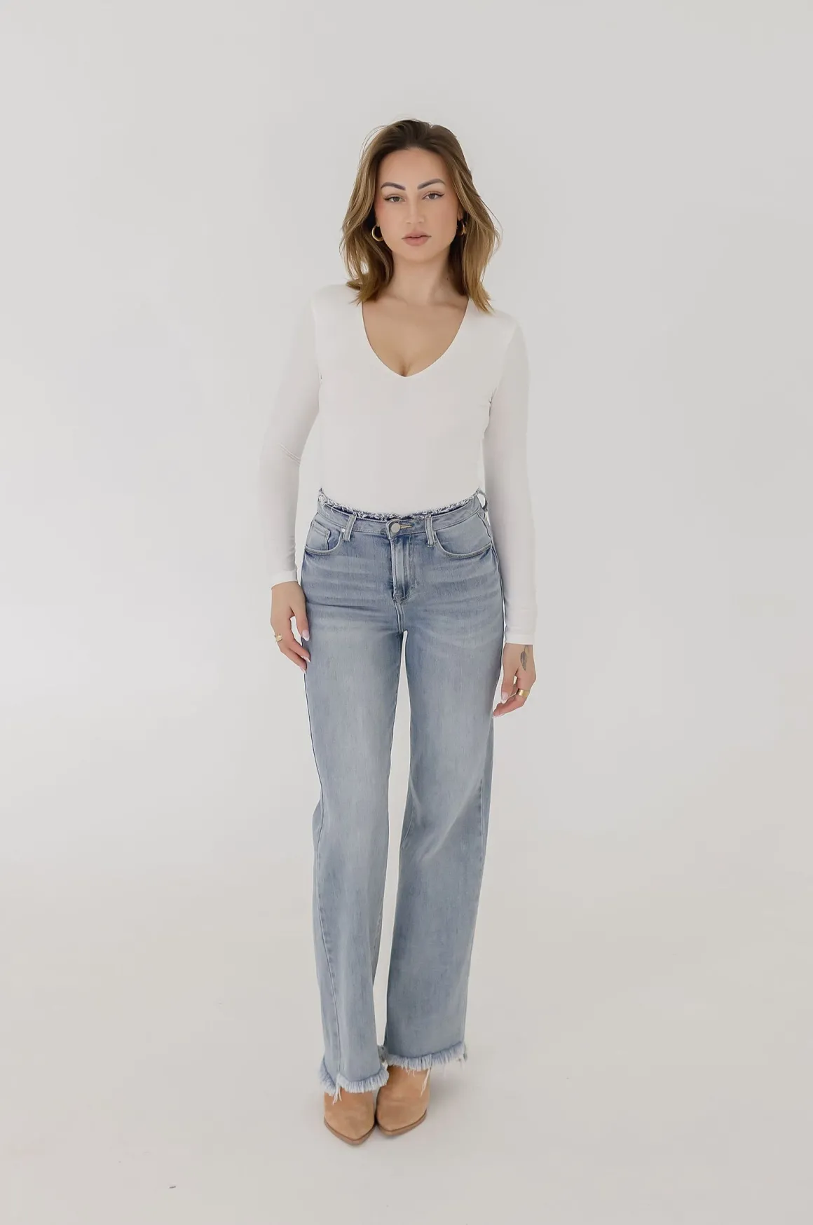 Ava High Rise Wide Leg Jeans Light Wash