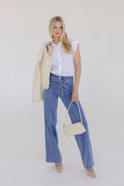 Brenda Sleeveless Button Down Top White