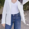 Brianna Notched Lapel Blazer White