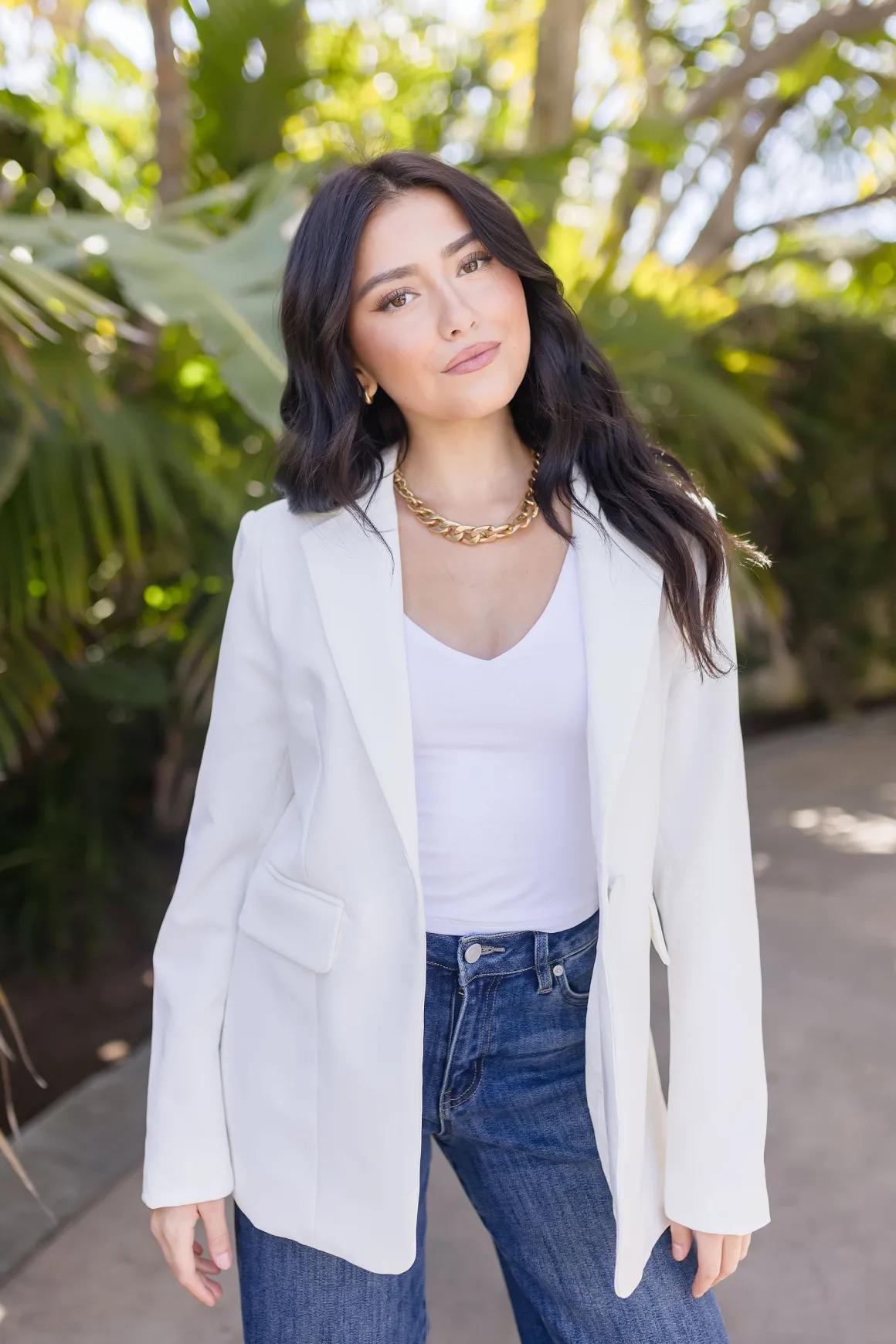 Brianna Notched Lapel Blazer White