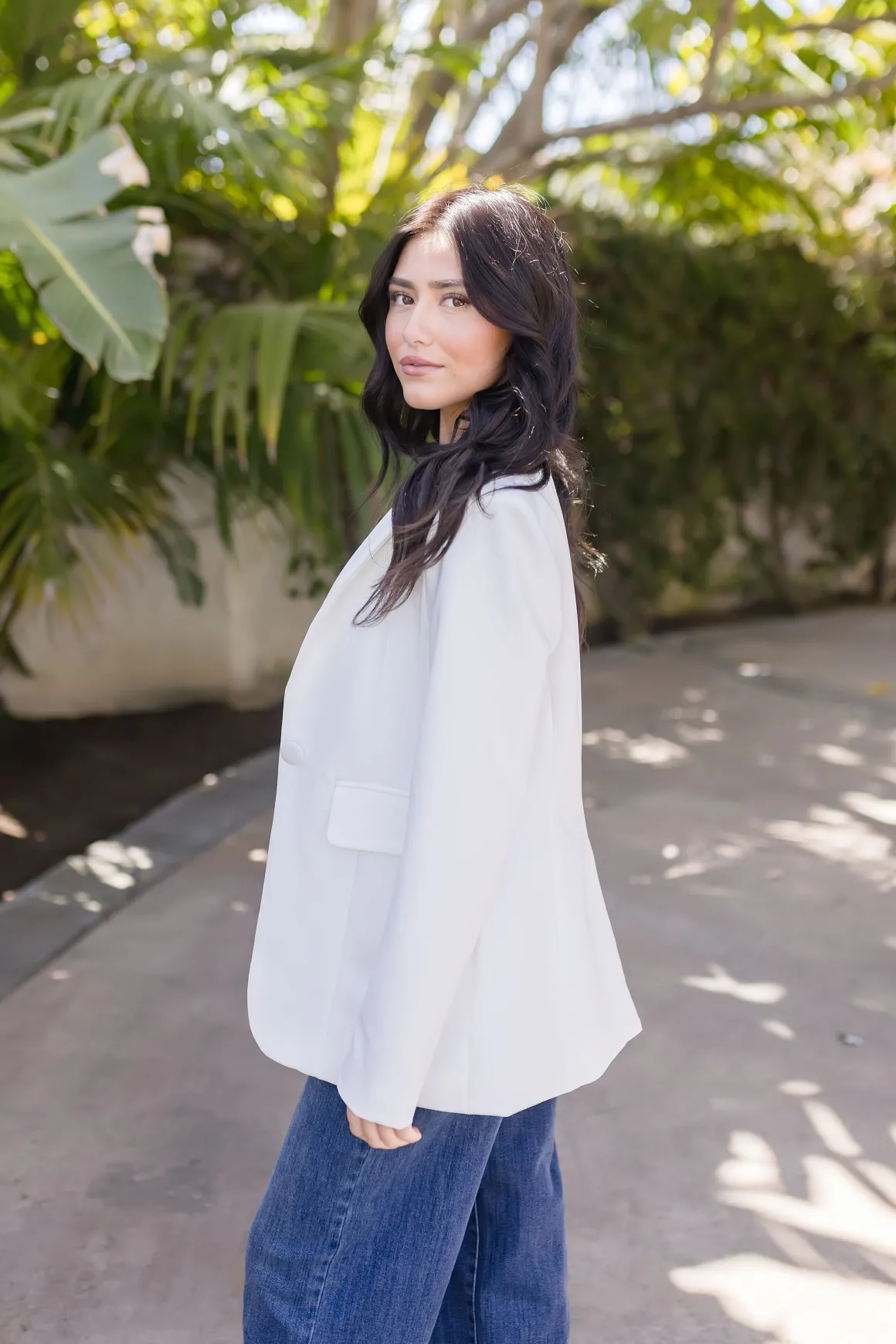 Brianna Notched Lapel Blazer White