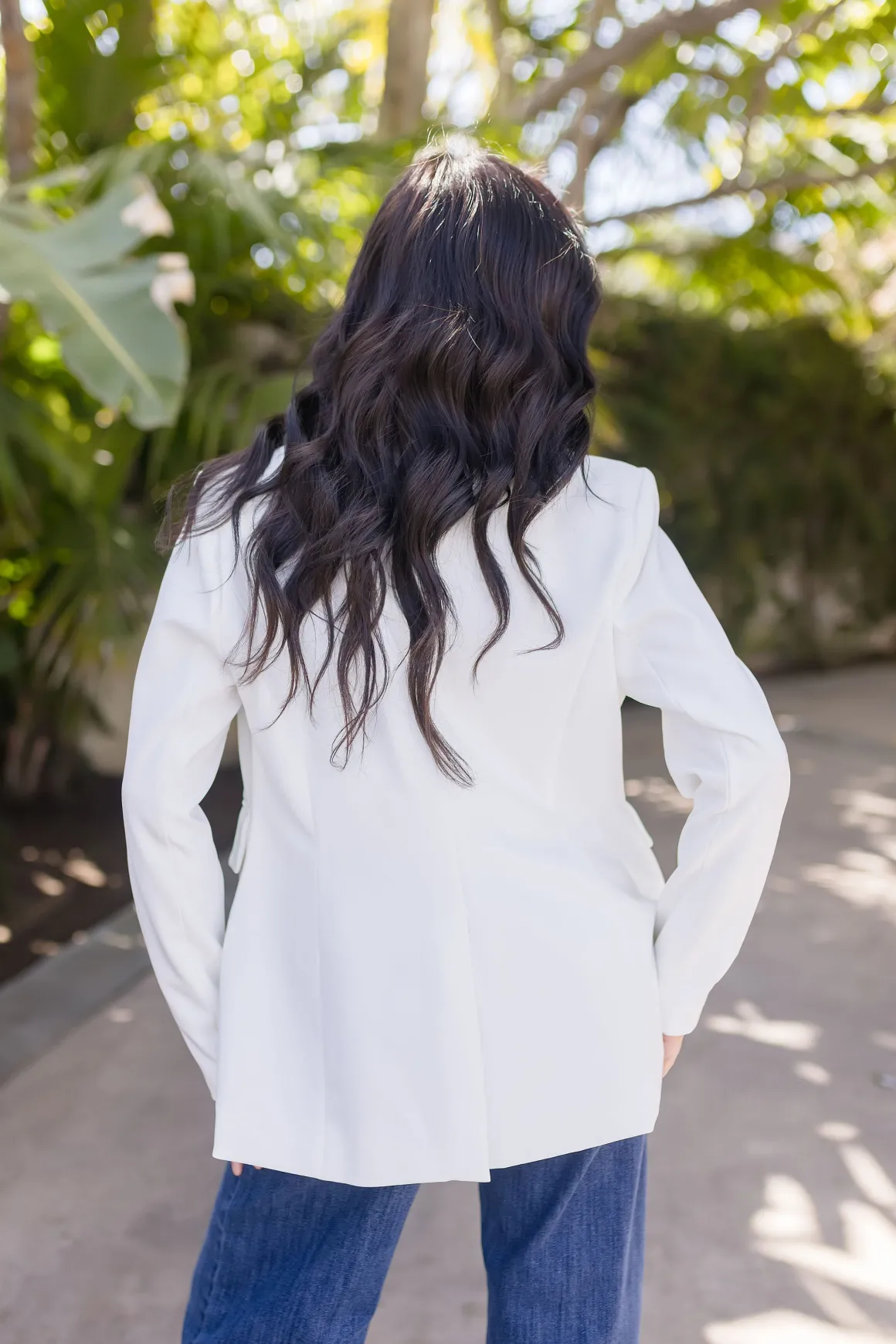 Brianna Notched Lapel Blazer White
